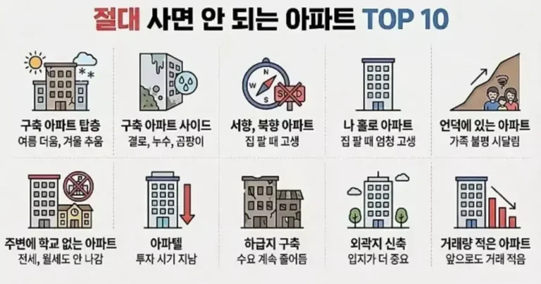 절대 사면 안 되는 아파트 top 10
