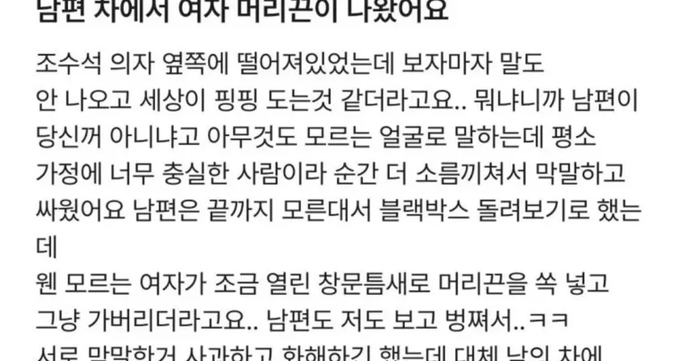 남편 차에서 여자 머리끈이 나왔어요,,