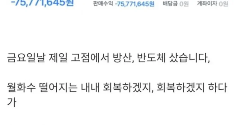 전재산 절반을 날린 국장 주린이…JPG