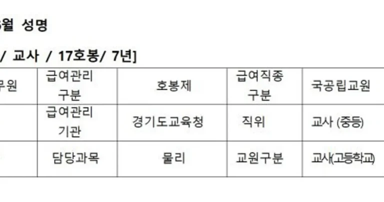 7년차 고딩 여교사 월급