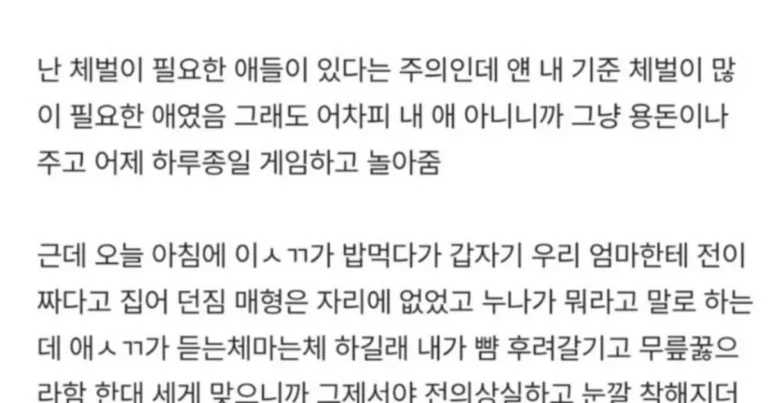 명절에 조카 때려버린 블라인