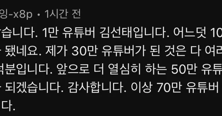 김선태 유튜브 한짤 요약