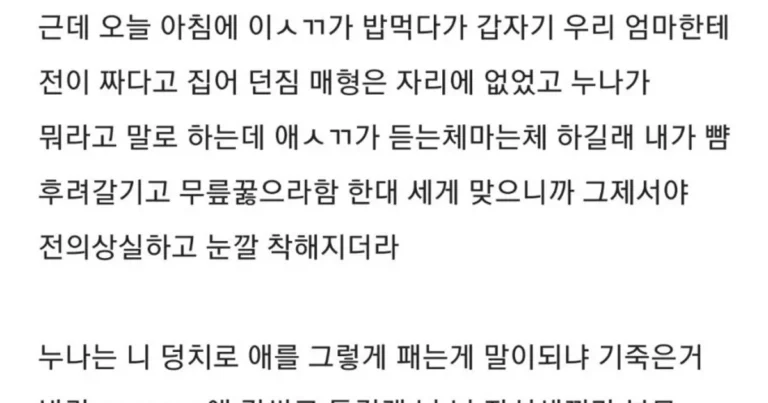 명절에 조카 뺨 후려침ㄷㄷ