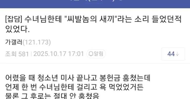 수녀님 조차 ㅆ발새ㄲ라고 할정도의 사건
