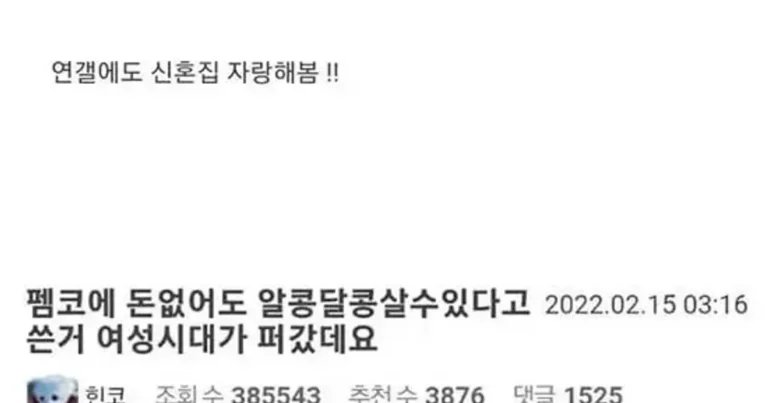 여시에 악플 900개 달린 신혼집