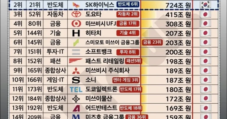 한일 시가총액 TOP 20