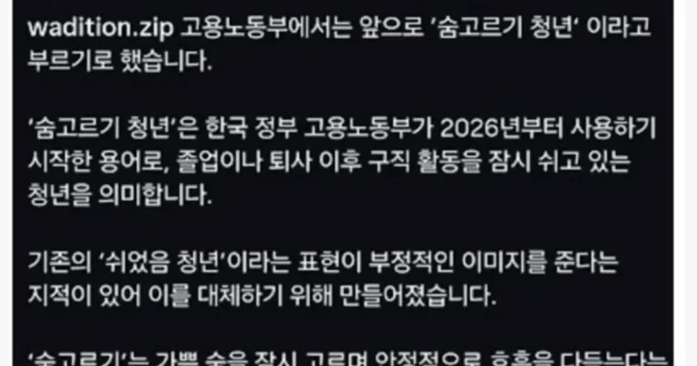올해부터 ‘쉬었음 청년’ 용어 사용 폐지