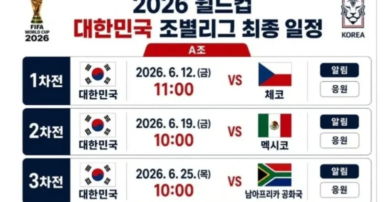 이제 한 달도 안남은 한국 월드컵 조별 리그 일정