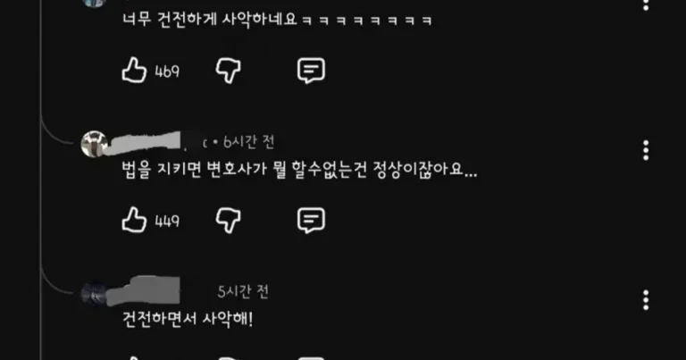 어느 변호사 유튜브에 달린 극악무도한 악플