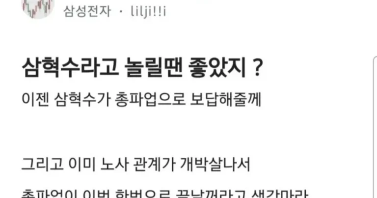 삼성전자 파업을 바라보는 선배님들의 팩폭
