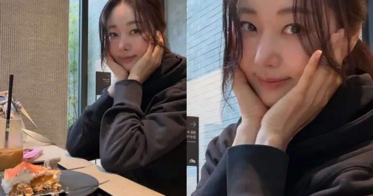 김사랑, “비 오는 날”에는 디저트 먹방…여대생美 뽐내며 깜찍한 꽃받침