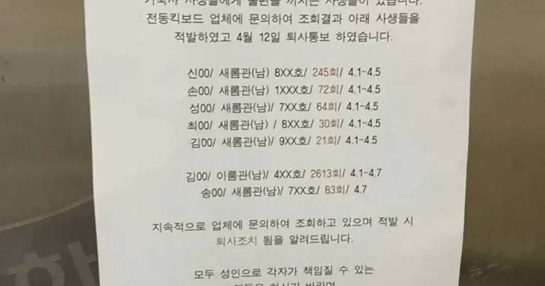 강원대학교 기숙사 퇴소 사유