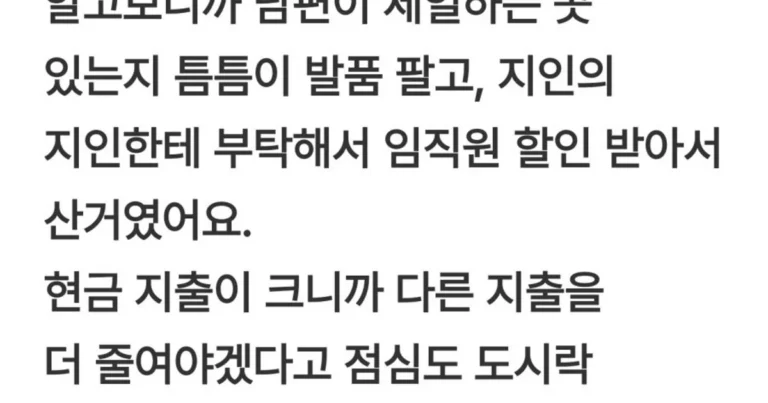 세탁기 때문에 남편한테 미안해하는 부인