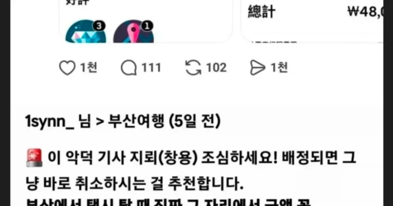 최근 대만에서 논란중인 부산 개인택시 요금