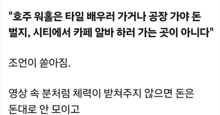 호주 워홀의 현실