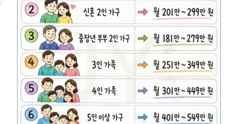 가구 형태별 권장 생활비